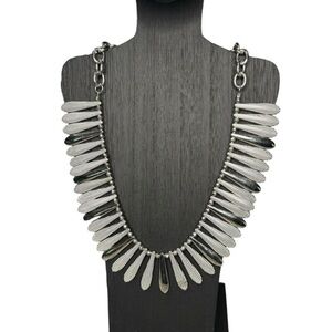 NEW Erica Lyons Silver Tribal Necklace Statement Necklace 18" - 21"
